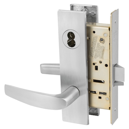 SARGENT Office or Entry Mortise Lock, LW1 Escutcheon, B Lever, SFIC Prep Less Core, Satin Chrome 70-8205 LW1B 26D